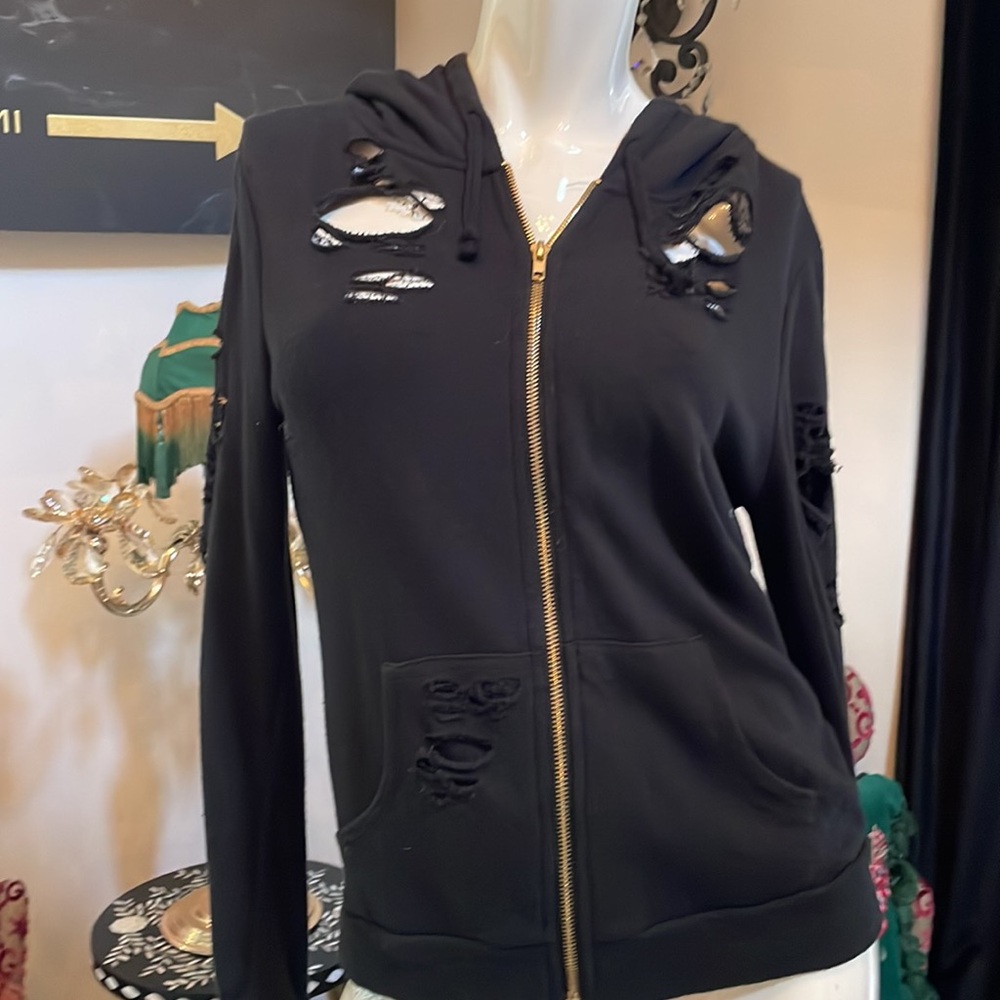 Black ripped/distressed hoodie from the California Allstars - Picture 4 of 8